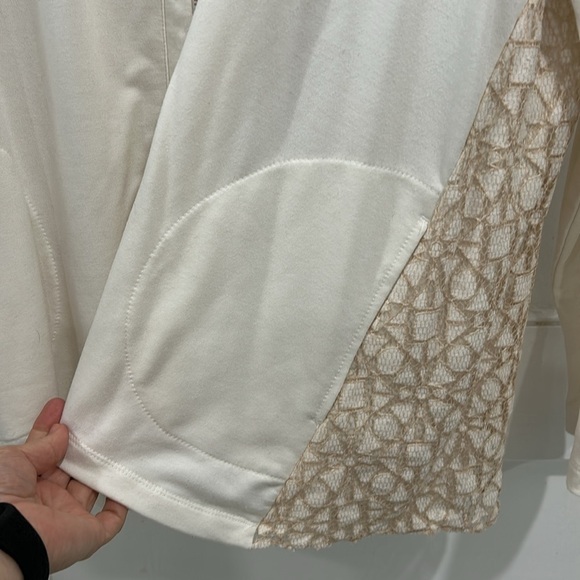 LOGO Lounge by Lori Goldstein Zip Front Cardigan with Lace Back in Ivory - L - Picture 6 of 9